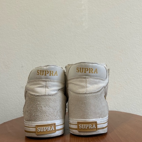 Supra Vaider LC Skate Shoe High Top Sneaker Men's Size 9 Off White Gold Cream - Picture 8 of 12